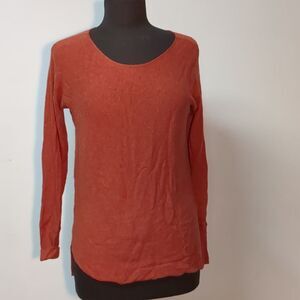 Susina Burnt Orange High Low Slouchy Viscose Wool Blend Sweater, Size XS